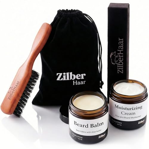 ZilberHaar Regular Beard Brush   Soft Boar Bristles   Beard grooming brush for men   Straightens and Promotes beard growth   Works with Beard Oils and Balms   Essential for beard care kits