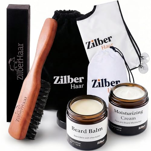 ZilberHaar Regular Beard Brush   Soft Boar Bristles   Beard grooming brush for men   Straightens and Promotes beard growth   Works with Beard Oils and Balms   Essential for beard care kits