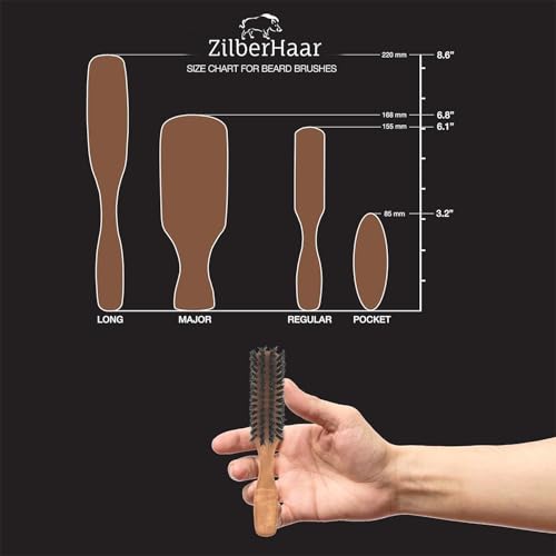 ZilberHaar Regular Beard Brush   Soft Boar Bristles   Beard grooming brush for men   Straightens and Promotes beard growth   Works with Beard Oils and Balms   Essential for beard care kits