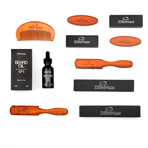 ZilberHaar Regular Beard Brush   Soft Boar Bristles   Beard grooming brush for men   Straightens and Promotes beard growth   Works with Beard Oils and Balms   Essential for beard care kits