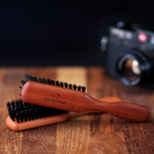 ZilberHaar Regular Beard Brush   Soft Boar Bristles   Beard grooming brush for men   Straightens and Promotes beard growth   Works with Beard Oils and Balms   Essential for beard care kits