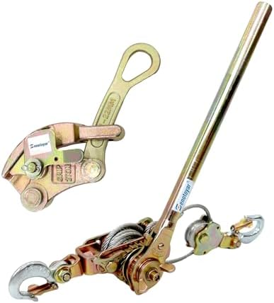 Zipline Tensioning Kit  Come Along Winch 4400lbs with Cable Grip Steel Wire Puller Tools& 2 Hooks  Portable Steel Cable Puller for 3/16 to 1/2 Cable  Cable Winch Puller