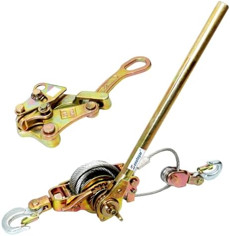 Zipline Tensioning Kit  Come Along Winch 4400lbs with Cable Grip Steel Wire Puller Tools& 2 Hooks  Portable Steel Cable Puller for 3/16 to 1/2 Cable  Cable Winch Puller