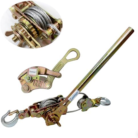 Zipline Tensioning Kit  Come Along Winch 4400lbs with Cable Grip Steel Wire Puller Tools& 2 Hooks  Portable Steel Cable Puller for 3/16 to 1/2 Cable  Cable Winch Puller