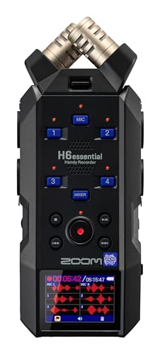 Zoom H6essential with 32 Bit Float  Accessibility  6 Track Portable Recorder  Stereo Microphones  4 XLR/TRS Inputs  Records to SD Card  USB Audio Interface  for Musicians  Podcasters  Filmmakers