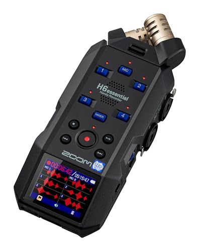 Zoom H6essential with 32 Bit Float  Accessibility  6 Track Portable Recorder  Stereo Microphones  4 XLR/TRS Inputs  Records to SD Card  USB Audio Interface  for Musicians  Podcasters  Filmmakers
