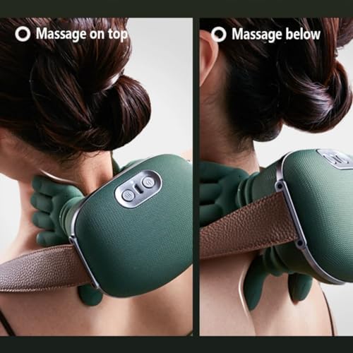 ZoserX   Bionic Heated Massager  Portable Shiatsu Neck and Back Massager  Electric Deep Tissue 4D Kneading Massage  Simulated Human Hand Design for Pain Relief and Muscle Relax  Green