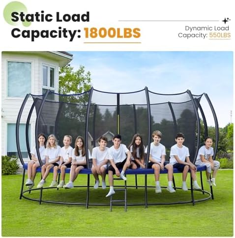 Zupapa 1800LBS Capacity Double Frame Trampoline 16 15 14 12FT No Gap Safety Design Curved Poles & Basketball Hoop 10 Year Quality Assurance Perfect for Kids & Family Outdoor Fun