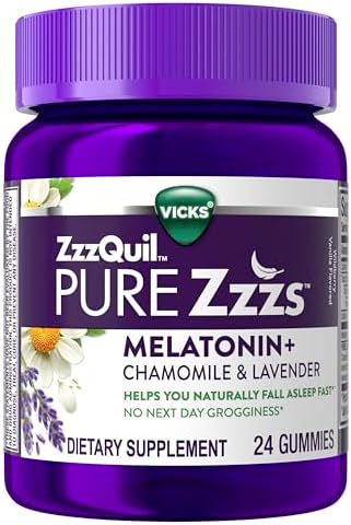 ZzzQuil Pure Zzzs Melatonin Gummies  Sleep Aid  Melatonin 2mg  with Chamomile & Lavender  Melatonin Sleep Gummies  Sleep Aids for Adults  Wildberry Vanilla Flavored  24 Sleep Gummies