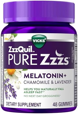 ZzzQuil Pure Zzzs Melatonin Gummies  Sleep Aid  Melatonin 2mg  with Chamomile & Lavender  Melatonin Sleep Gummies  Sleep Aids for Adults  Wildberry Vanilla Flavored  24 Sleep Gummies
