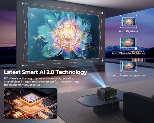  1200 ANSI/Netflix Licensed/30W Dolby Audio  ELEPHAS Smart 4K Projector with WiFi and Bluetooth  Dust Proof Sealed UHD Video Projector  Auto Focus/Keystone  Portable Home Theater for Indoor/Outdoor
