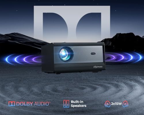  1200 ANSI/Netflix Licensed/30W Dolby Audio  ELEPHAS Smart 4K Projector with WiFi and Bluetooth  Dust Proof Sealed UHD Video Projector  Auto Focus/Keystone  Portable Home Theater for Indoor/Outdoor