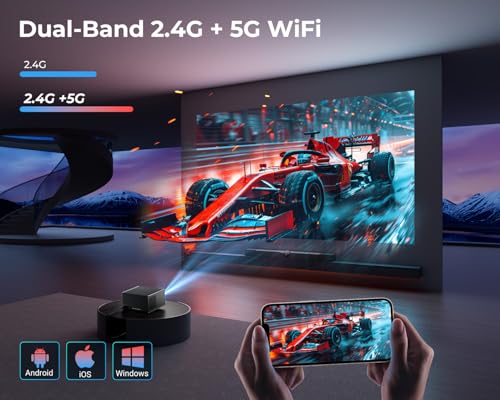  1200 ANSI/Netflix Licensed/30W Dolby Audio  ELEPHAS Smart 4K Projector with WiFi and Bluetooth  Dust Proof Sealed UHD Video Projector  Auto Focus/Keystone  Portable Home Theater for Indoor/Outdoor
