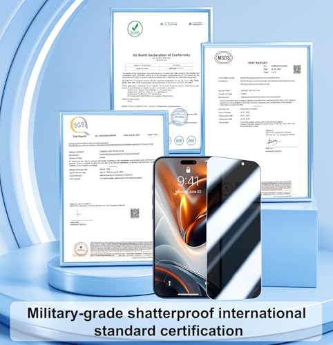 QHOHQ Paquete de 3 protectores de pantalla de privacidad para 17 Pro + un juego de protectores de lente de cámara, vidrio templado antiespía de 28° para iPhone 2025, [grado militar inastillable