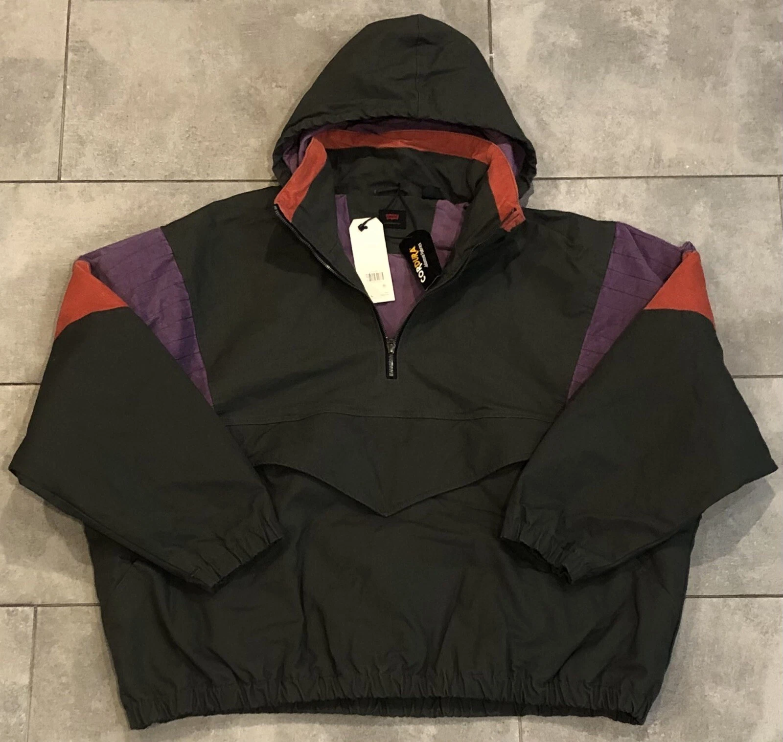 228 LEVIS Jacket Skateboard Canvas Hoodie Gray Heavy Bomber Cordura Men s XL