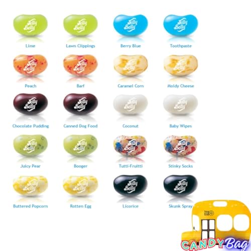 Paquete de 2) Jelly Beans Bean Boozled 7ª Edición, caramelos masticables de sabores extraños, bolsas de relleno para dispensadores y juegos de desafío con hilandero - Bolsas ZipBag resellables de
