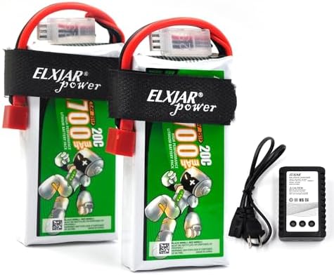 2 Pack  7 4V 2700mAh 20C Li Po Battery Replacement for WLTOYS 12428 1/12 RC Car with Deans T Plug and 2S Balance Charger Upgrade Rechargeable Pack