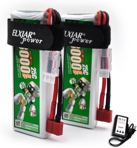 2 Pack  7 4V 3000mAh 25C LiPo Battery with T Plug Replacement for WLTOYS 144001 124018 124019 EAT14 1/14 RC Cars with 2S Balance Charger