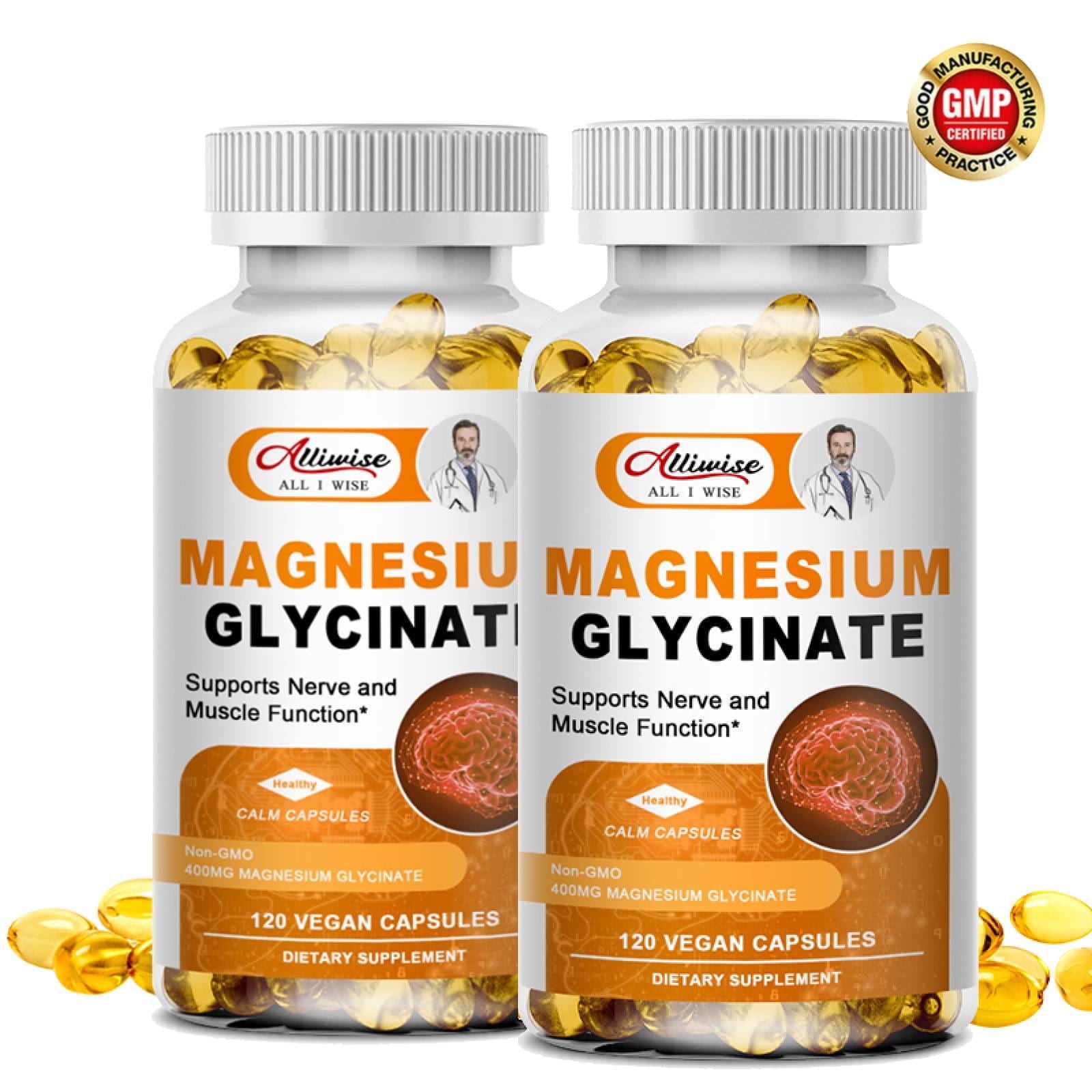 2 Pack  Magnesium Glycinate 400mg with Vitamin B6 D3 for Sleep  Muscle & Bone Health  240 Capsules
