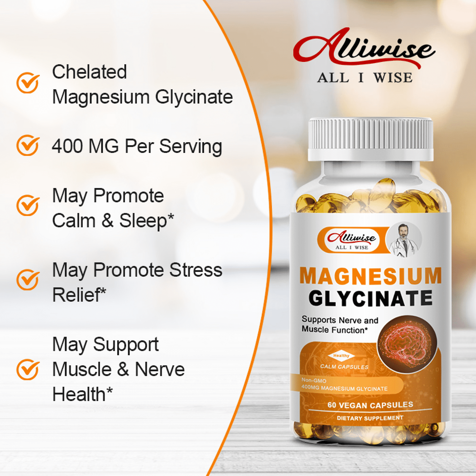 2 Pack  Magnesium Glycinate 400mg with Vitamin B6 D3 for Sleep  Muscle & Bone Health  240 Capsules