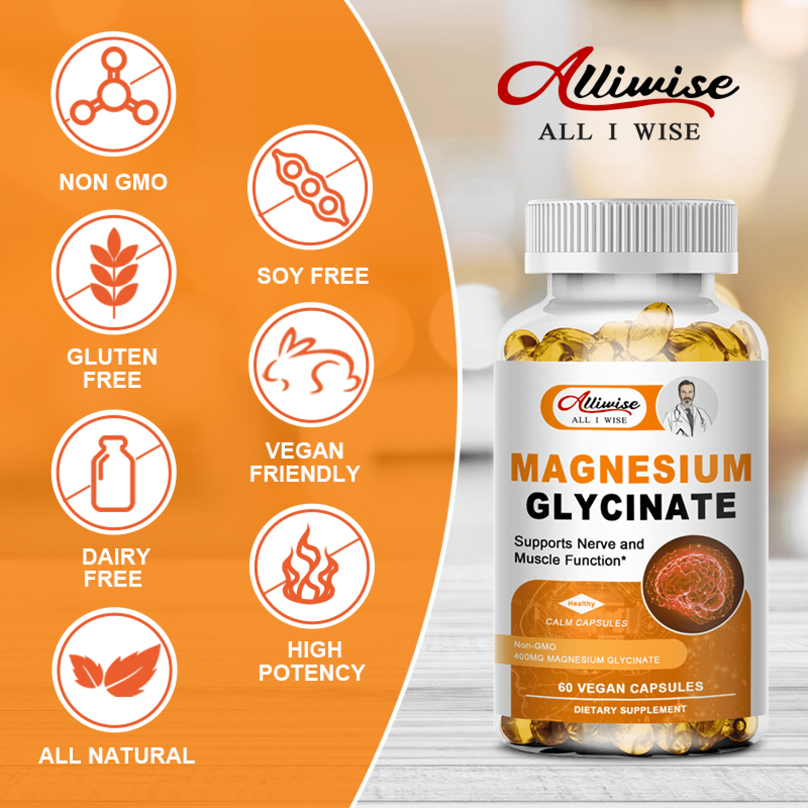 2 Pack  Magnesium Glycinate 400mg with Vitamin B6 D3 for Sleep  Muscle & Bone Health  240 Capsules