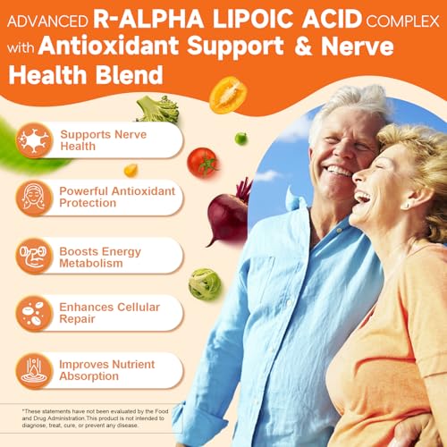 (2 paquetes) R Ácido alfa lipoico 600 mg – Suplemento ALA Cápsulas para suplemento de apoyo neuropatía antioxidante, salud nerviosa, desintoxicación hepática, metabolismo y energía celular
