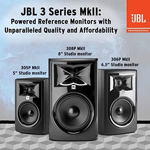  2  JBL 305P MkII 5 2 Way Active Powered Studio Reference Monitors Speakers