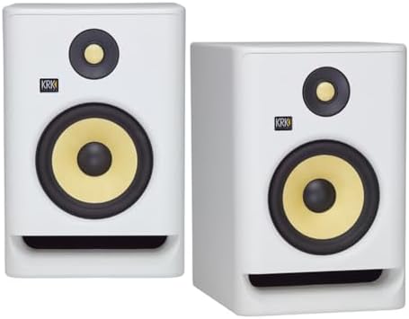 2  KRK ROKIT RP7 G4 7 Bi Amped Studio Monitor DSP Speakers White Noise Edition