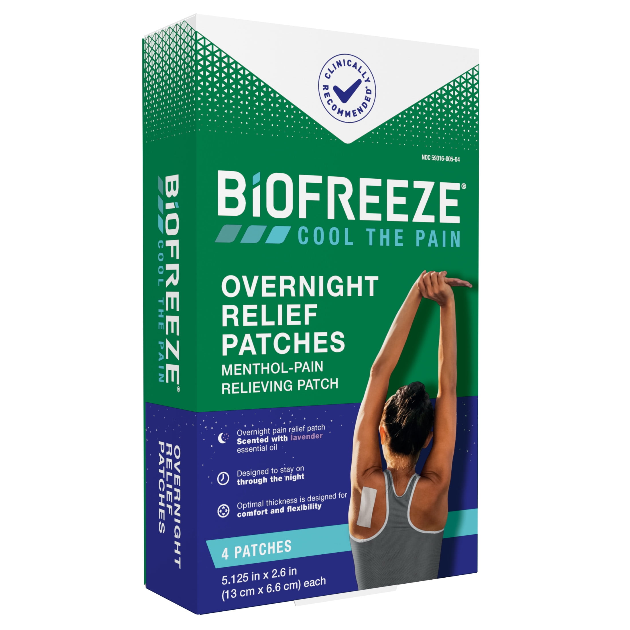 2 pack  Biofreeze Overnight Pain Relief Patches  Back Knee Muscle Joint Arthritis Pain Relievers  4 Count