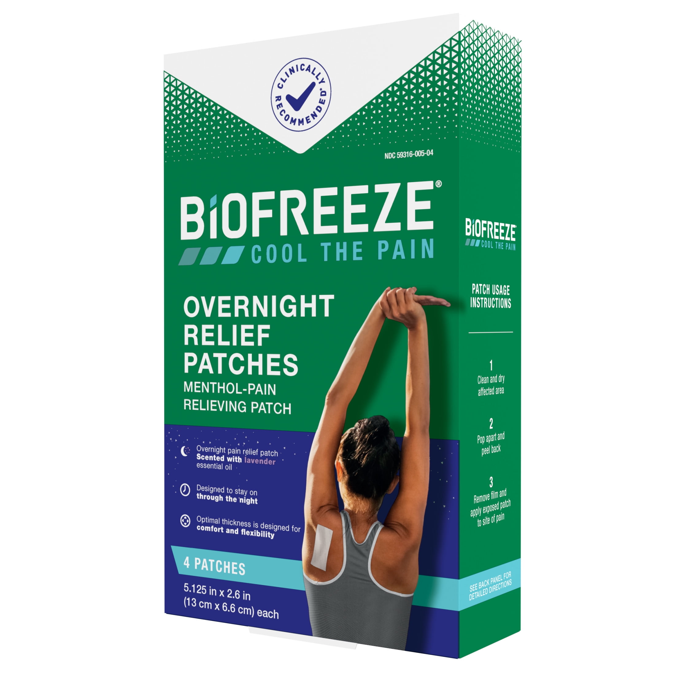 2 pack  Biofreeze Overnight Pain Relief Patches  Back Knee Muscle Joint Arthritis Pain Relievers  4 Count