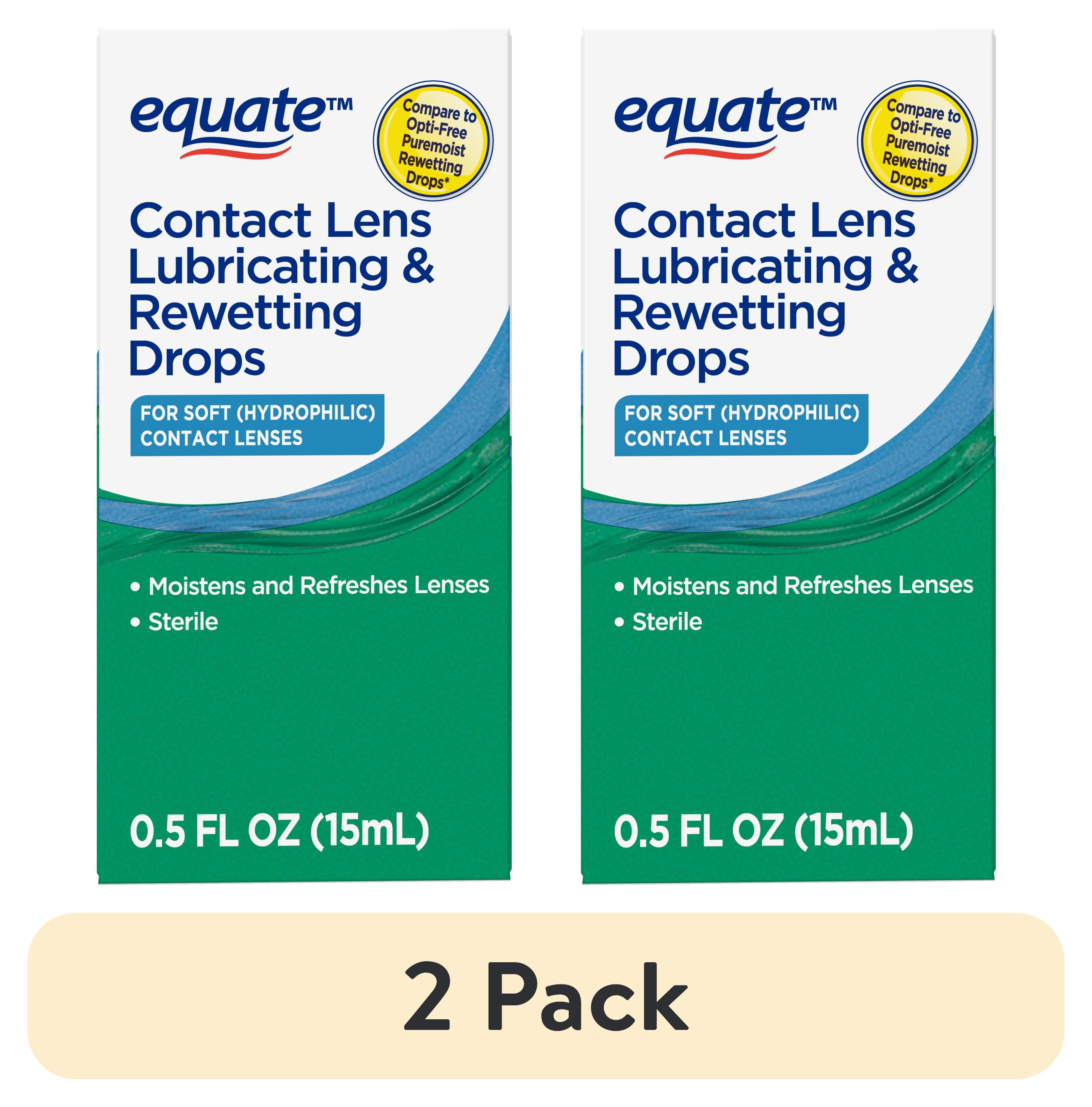 2 pack  Equate Contact Lens Lubricating & Rewetting Drops for Soft Contact Lenses  0 5 fl oz  15mL   Compare to Opti Free Puremoist Rewetting Drops