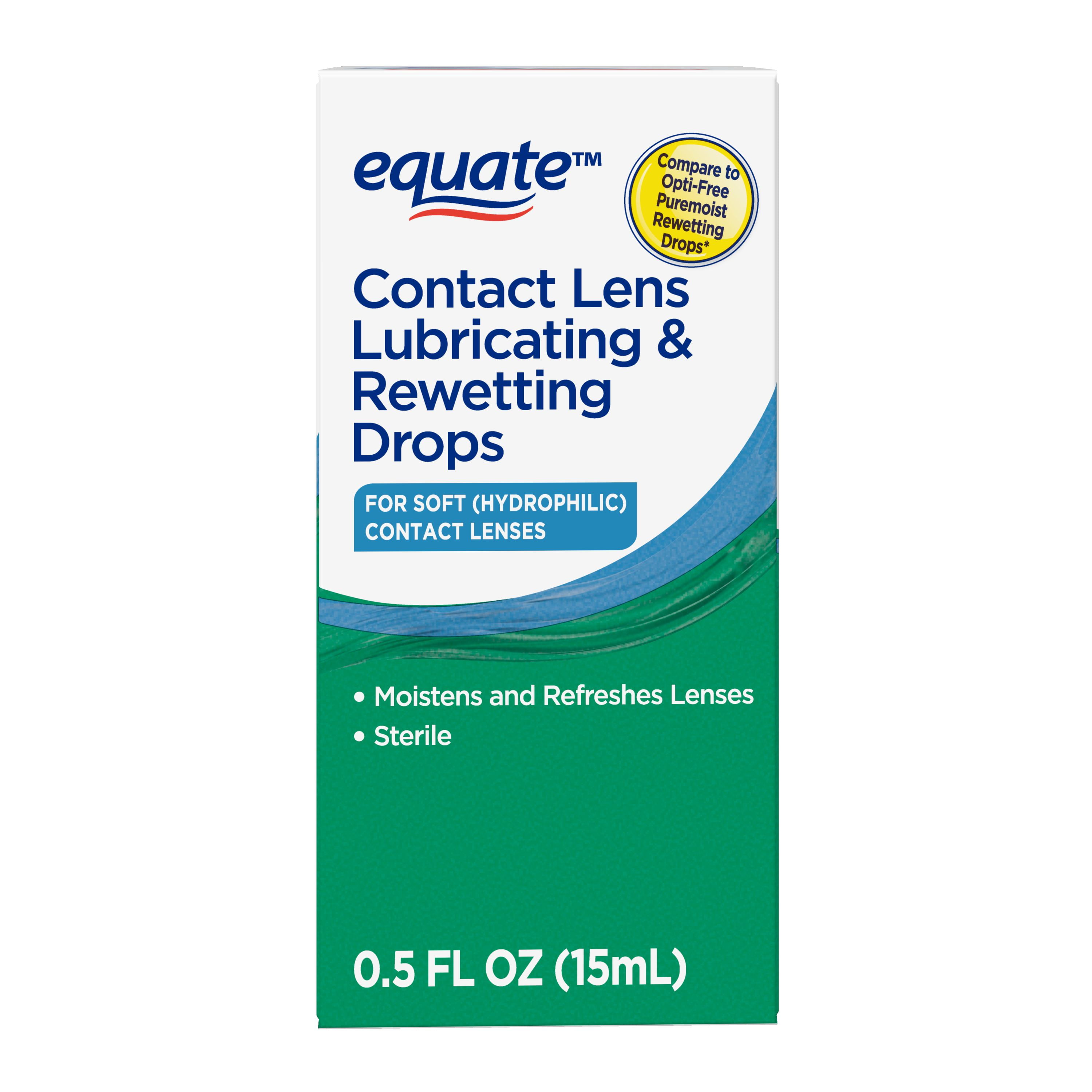 2 pack  Equate Contact Lens Lubricating & Rewetting Drops for Soft Contact Lenses  0 5 fl oz  15mL   Compare to Opti Free Puremoist Rewetting Drops
