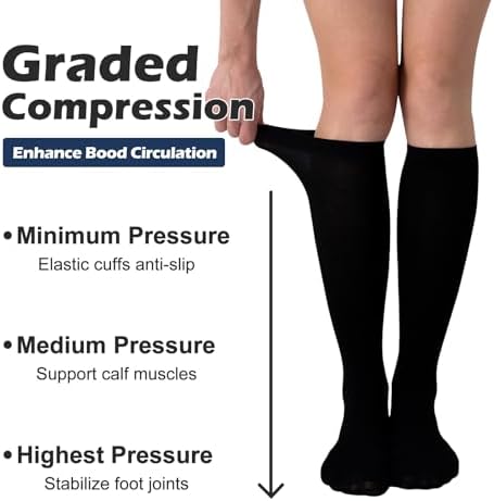  3 pairs  Compression Socks 20 30 mmHg Long Knee High Socks for Women Men Support Athletic Travel Daily Wear