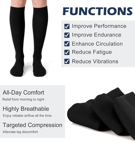  3 pairs  Compression Socks 20 30 mmHg Long Knee High Socks for Women Men Support Athletic Travel Daily Wear