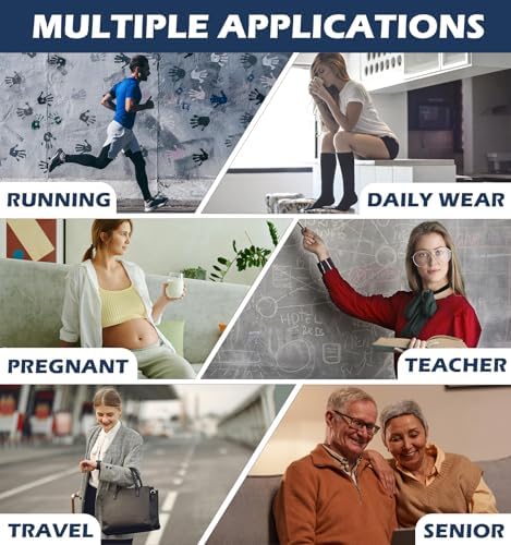  3 pairs  Compression Socks 20 30 mmHg Long Knee High Socks for Women Men Support Athletic Travel Daily Wear