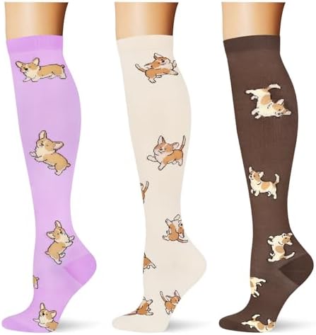  3 pairs  Compression Socks 20 30 mmHg Long Knee High Socks for Women Men Support Athletic Travel Daily Wear