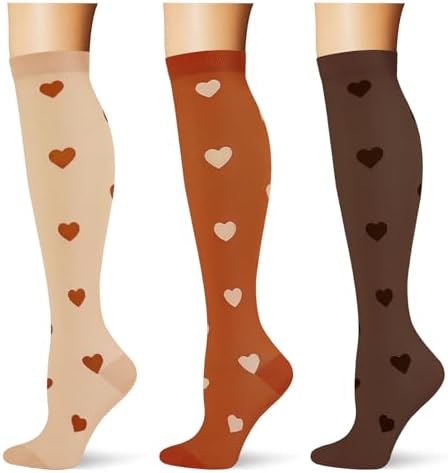  3 pairs  Compression Socks 20 30 mmHg Long Knee High Socks for Women Men Support Athletic Travel Daily Wear
