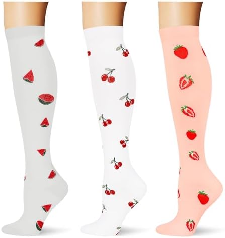  3 pairs  Compression Socks 20 30 mmHg Long Knee High Socks for Women Men Support Athletic Travel Daily Wear