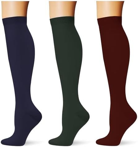  3 pairs  Compression Socks 20 30 mmHg Long Knee High Socks for Women Men Support Athletic Travel Daily Wear