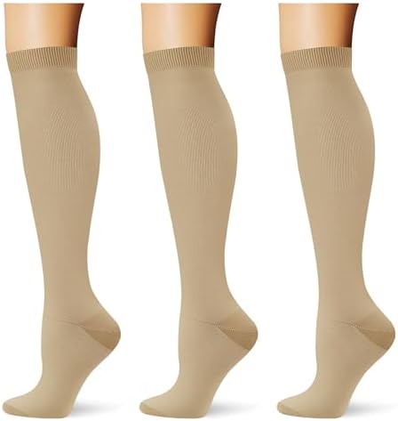  3 pairs  Compression Socks 20 30 mmHg Long Knee High Socks for Women Men Support Athletic Travel Daily Wear