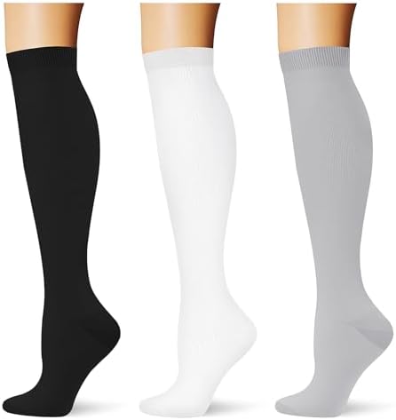  3 pairs  Compression Socks 20 30 mmHg Long Knee High Socks for Women Men Support Athletic Travel Daily Wear