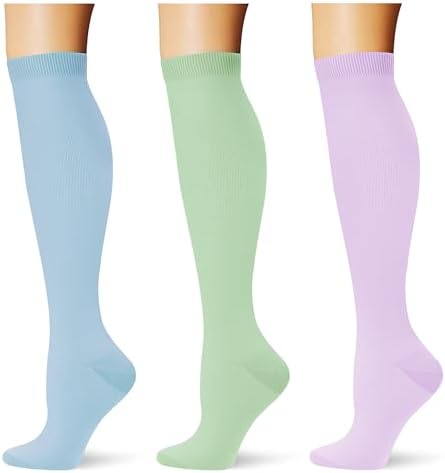  3 pairs  Compression Socks 20 30 mmHg Long Knee High Socks for Women Men Support Athletic Travel Daily Wear