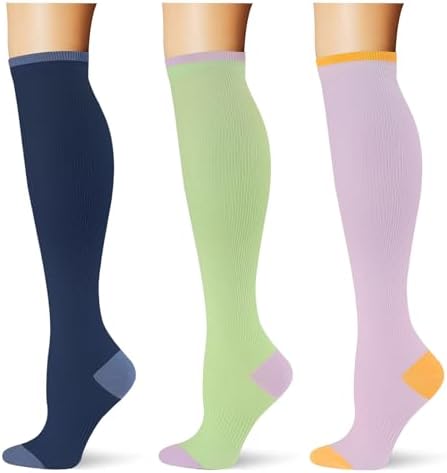  3 pairs  Compression Socks 20 30 mmHg Long Knee High Socks for Women Men Support Athletic Travel Daily Wear