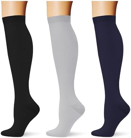  3 pairs  Compression Socks 20 30 mmHg Long Knee High Socks for Women Men Support Athletic Travel Daily Wear