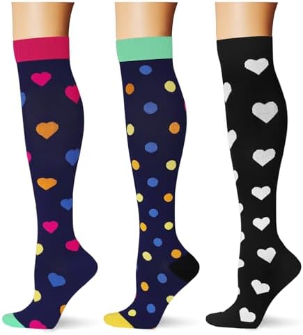  3 pairs  Compression Socks 20 30 mmHg Long Knee High Socks for Women Men Support Athletic Travel Daily Wear