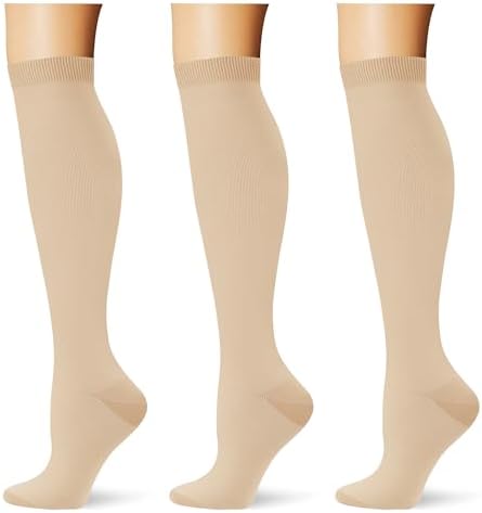 3 pairs  Compression Socks 20 30 mmHg Long Knee High Socks for Women Men Support Athletic Travel Daily Wear