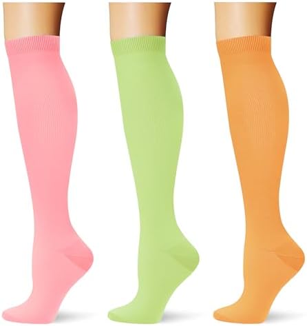  3 pairs  Compression Socks 20 30 mmHg Long Knee High Socks for Women Men Support Athletic Travel Daily Wear