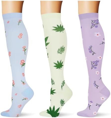  3 pairs  Compression Socks 20 30 mmHg Long Knee High Socks for Women Men Support Athletic Travel Daily Wear