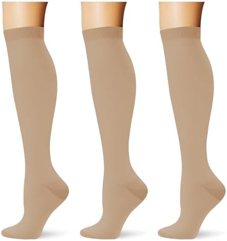  3 pairs  Compression Socks 20 30 mmHg Long Knee High Socks for Women Men Support Athletic Travel Daily Wear