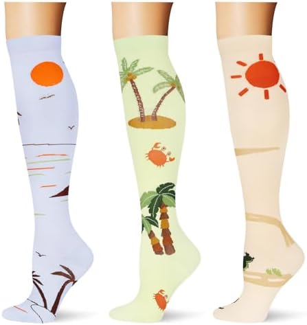  3 pairs  Compression Socks 20 30 mmHg Long Knee High Socks for Women Men Support Athletic Travel Daily Wear